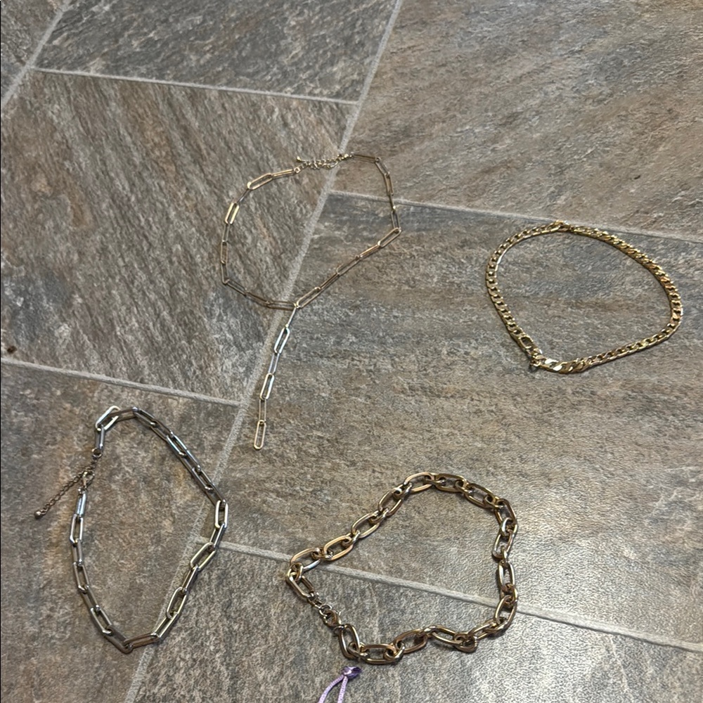 Elegant Gold and Silver Chain Necklace Set